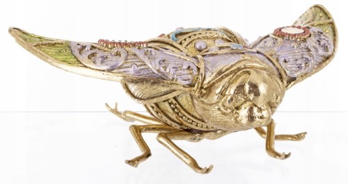 BOGATO ZDOBIONA ZŁOTA ĆMA FIGURKA