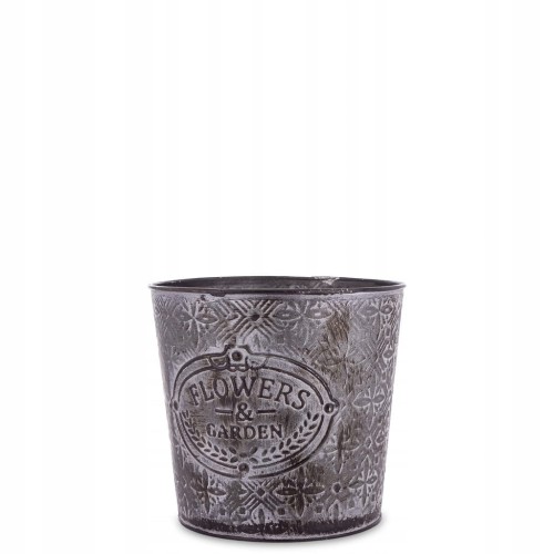 OSŁONKA NA KWIATY DEKORACJA METOLOWA RETRO SZARA OZDOBA